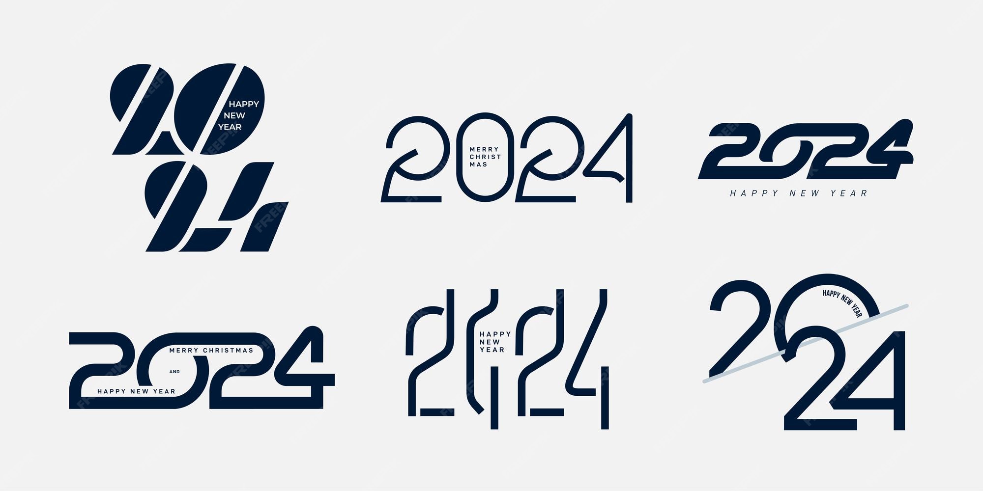 Premium Vector Big set 2024 happy new year black logo text design