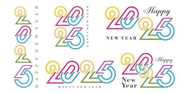 Big Set of 2024 Happy New Year logo text design 2025 number design template Vector illustration
