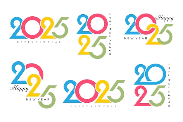 Big Set of 2024 Happy New Year logo text design 2025 number design template Vector illustration