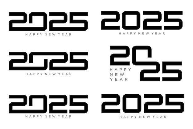 2025年 新年 おめでとうございます ロゴ テキスト デザイン 2025年 数字 デザイン テンプレート ベクトル イラスト