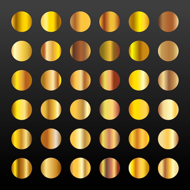 Vector big set of 36 golden gradient