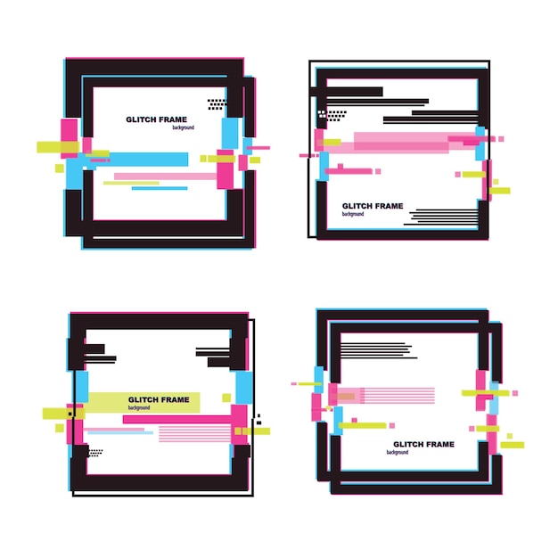 big set of abstract banners in digital glitch style. vector discount, promotion trendy background
