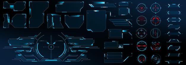 Big set of abstract hud elements for ux ui design futuristic scifi user interface