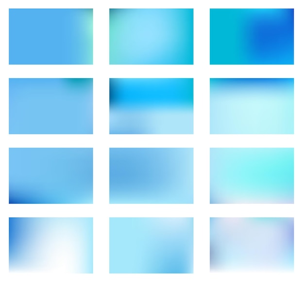 Vector big set of blurred nature blue backgrounds. blurred blue background