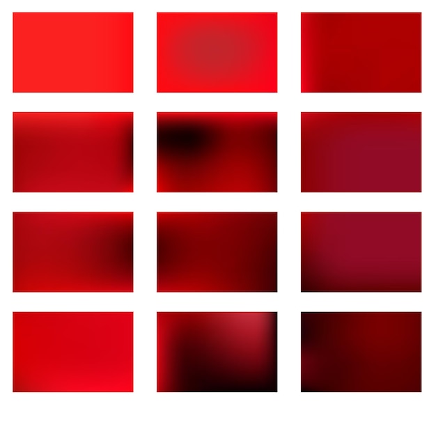 Vector big set of blurred nature red backgrounds. blurred blue background