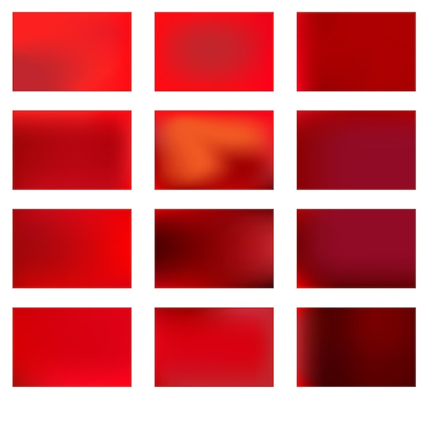 Vector big set of blurred nature red backgrounds. blurred blue background