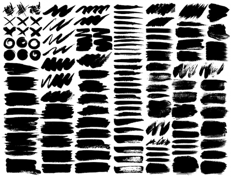 Vector big set of brush strokes.