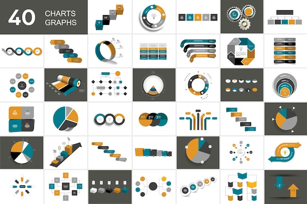 Big set of chart graph scheme infographic