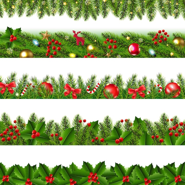 Premium Vector | Big set christmas garland isolated