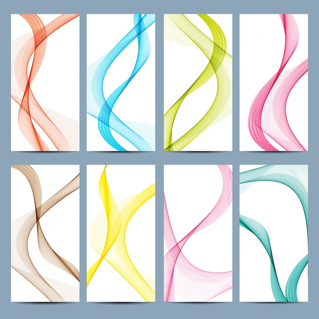 Big set of colorful banners with curved lines.  modern page website design template . illustration