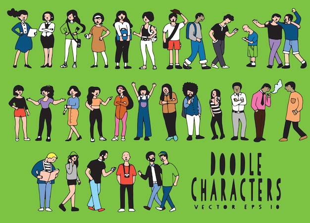 Vector big set of cute and characters cartoon.