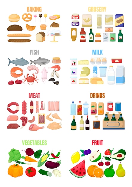 Vector big set of different food