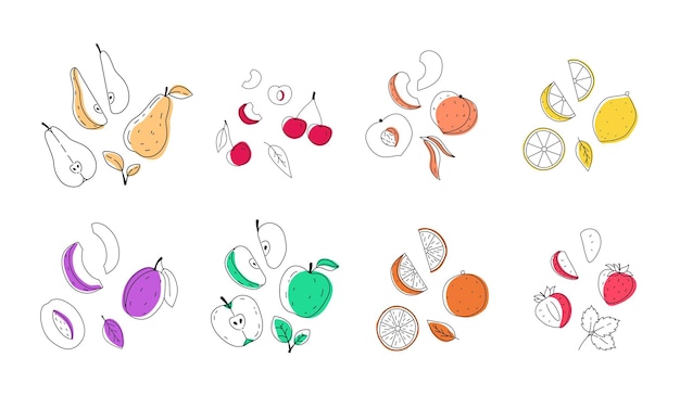 Big set of doodle fruits for packing