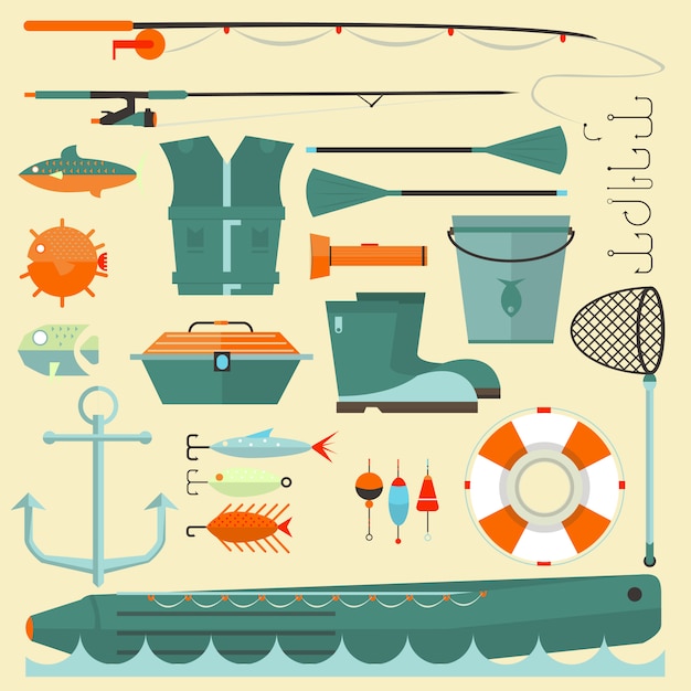 Vector big set of fishing elements