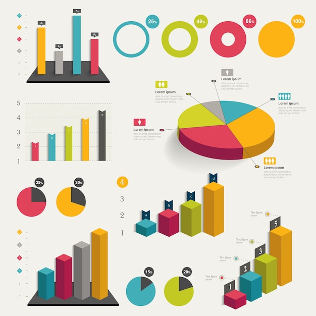 Vettore grande set di elementi infografici piatti.