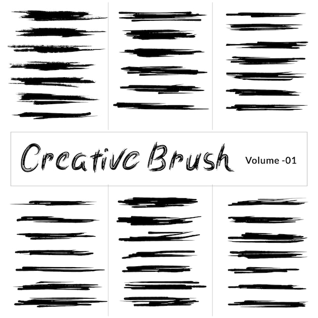 Vector big set of hand draw brush strokes