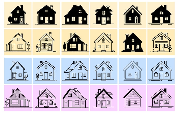 Big set of House vector House silhouette set home graphic bundle Collection