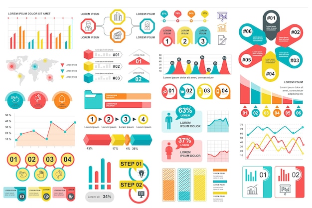 Big set infographic elements data visualization vector design template timeline infographics