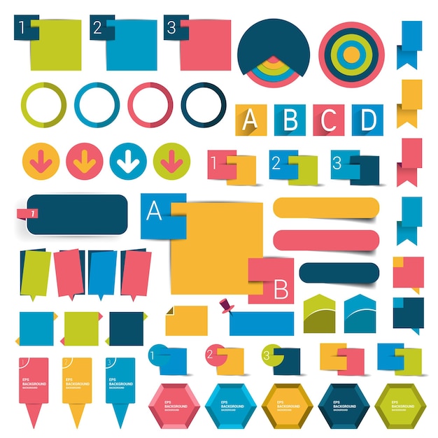 big set infographics flat design buttonselements schems charts buttons vector illustration