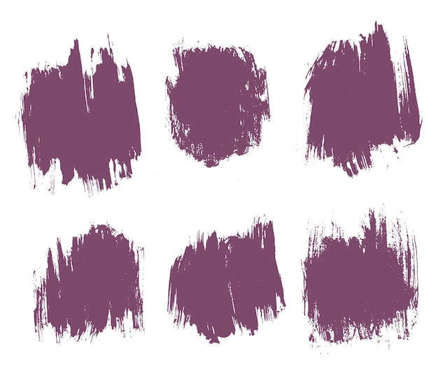 Big set of inked vector hand paint brush strokes frame