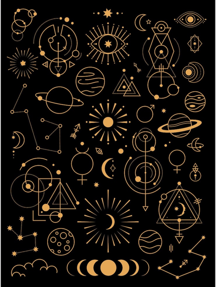 Vector big set of magic and astrological symbols