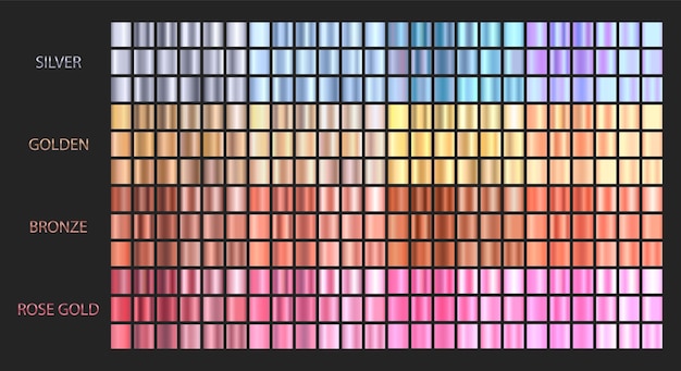 Big  set metallic gradients. Collection of gradient colors.