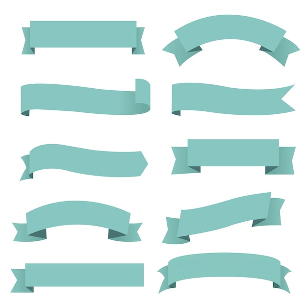 Big set mint ribbon isolated