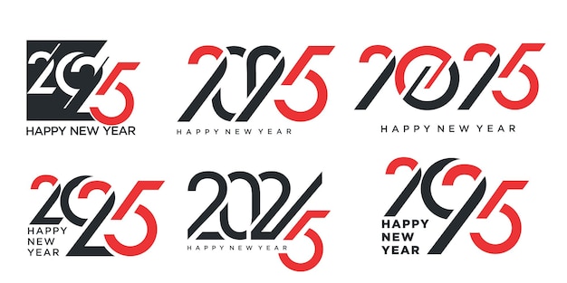 2024年 新年おめでとうロゴのテキストデザイン2025年 数字デザインのテンプレートベクトルイラストレーション