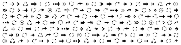 Большой набор черных стрелок. коллекции векторных стрел