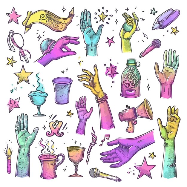 Vector big_set_of_colorful_hands_holding