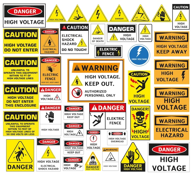 벡터 큰 위험 경고 표시 세트 주의를 나타내는 표시 감전 표시