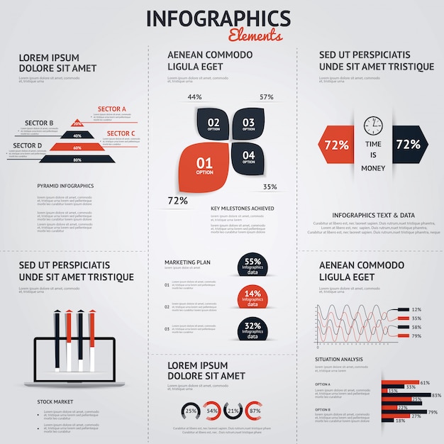 Infographic 요소의 큰 집합입니다. 플랫 스타일.