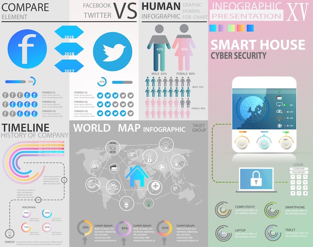 Infographic 요소의 큰 세트