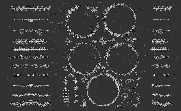 Большой набор векторных декоративных рисованной элементов дизайна для меню,