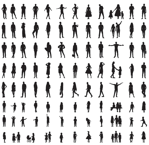 Vector big set of people silhouette vector