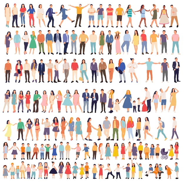 Big set of people on white background isolated vector