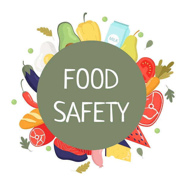 Vector big set of productsthe concept of a flat vector illustration of healthy food safety for a banner website landing page template advertisement and leaflet