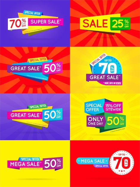 Big set of sale sign banner poster ready for web and print vector