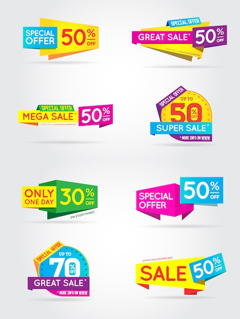 Big set of sale sign banners