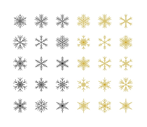 Большой набор снежинок Зимнее Рождество Xmas Design Vector Elements