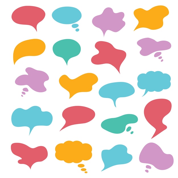 Vector big set speech bubble colorful thinking and speaking balloon on white background