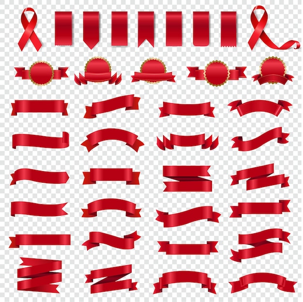 Big set symbol and red ribbon transparent background