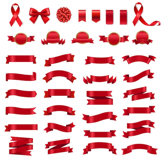 Vector big set symbol and red ribbon