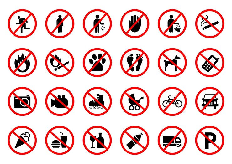 有用な禁止標識の大きなセットベクトルイラスト
