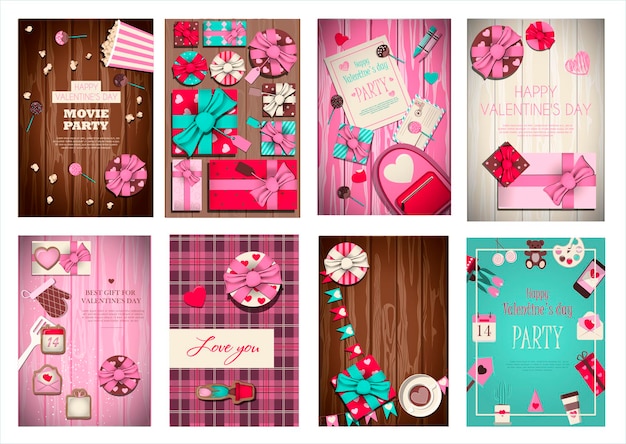 Big set of vector cards for valentine s day Romantic Cartoon illustration for February 14
