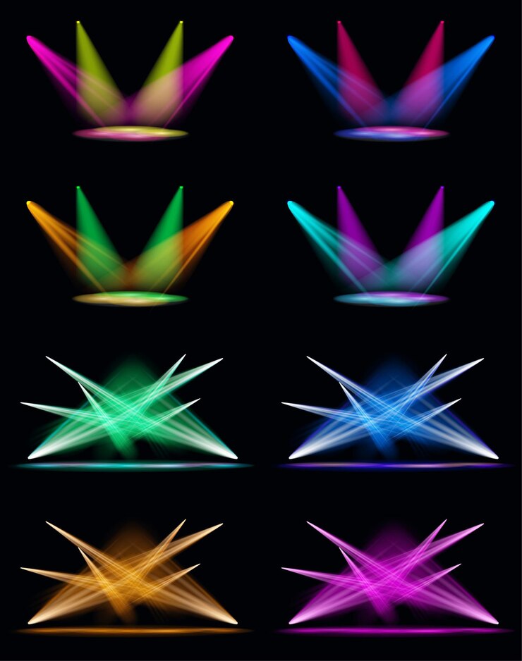 Vector big set of vector light effect spotlight editable