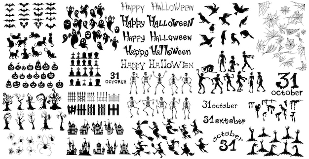 Vector big set with elements for the holiday halloween vector