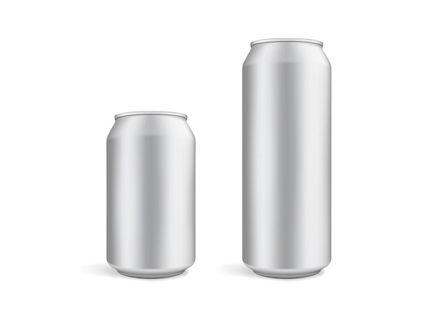 Vector big and small beer cans isolated