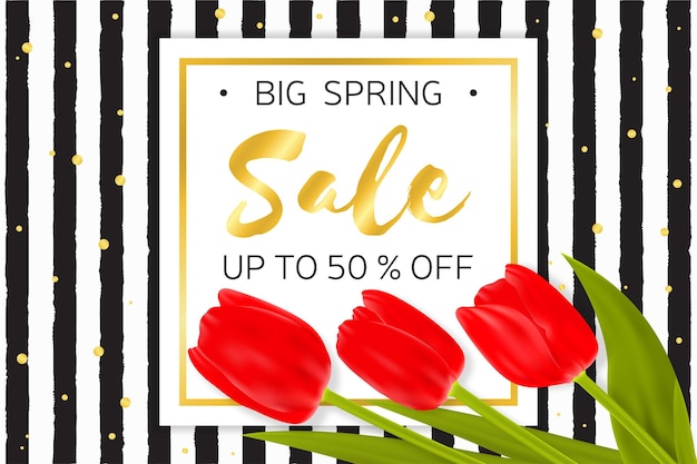 Vector big spring sale background with beautiful flowers