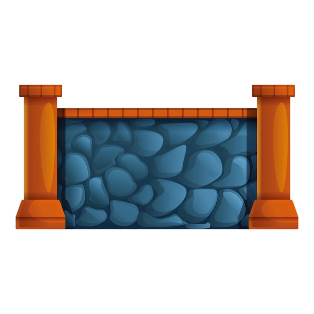 Vector big stone fence icon cartoon style